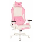 Кресло игровое Бюрократ Zombie EPIC PRO Fabric белый/розовый с подголов. крестов.пластик белый
